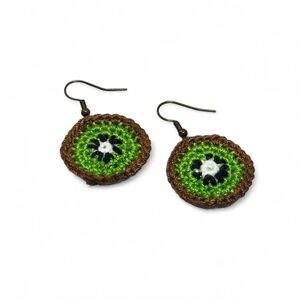 Handmade Kiwi Crochet Earrings